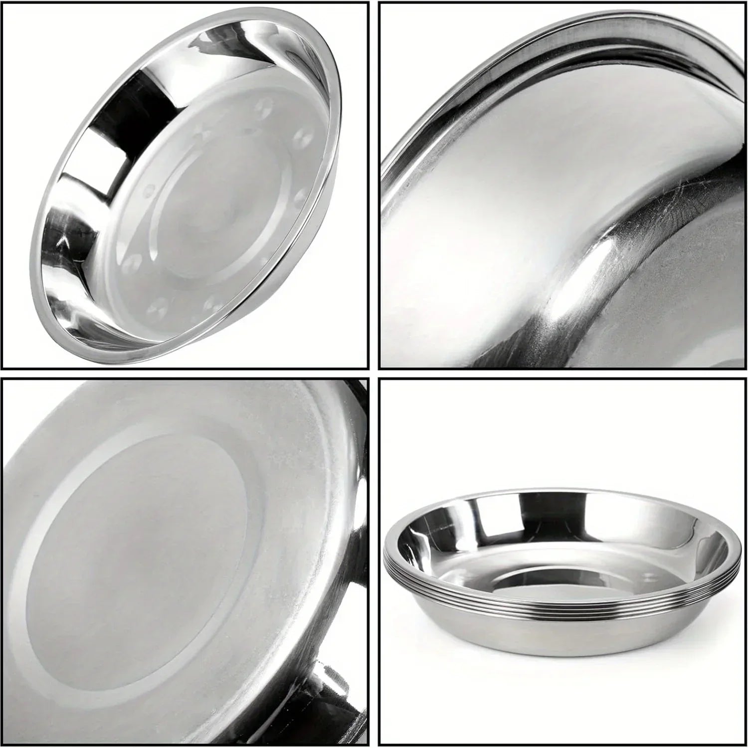 Stainless Steel Cat Food Bowls - Shallow Wide Plates